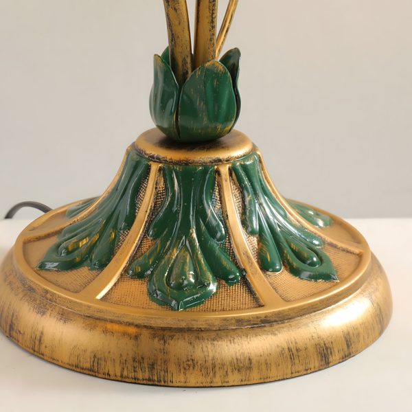 Dimmable Glass Floral Desk Lamp with Dual Lights and Leaf Accents for Ambiance - Image 7