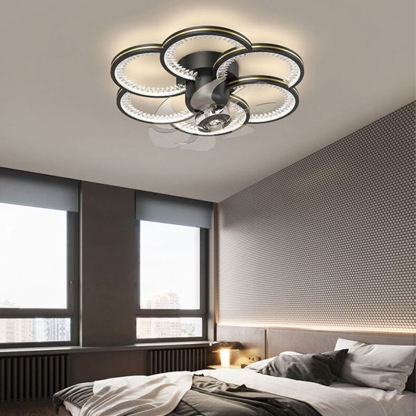 Modern Luxury Flower Petal Design LED Flush Mount Ceiling Fan Light - Image 2