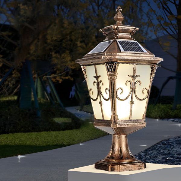 Retro Pattern Waterproof LED European Style Solar Fence Post Lights - Image 5