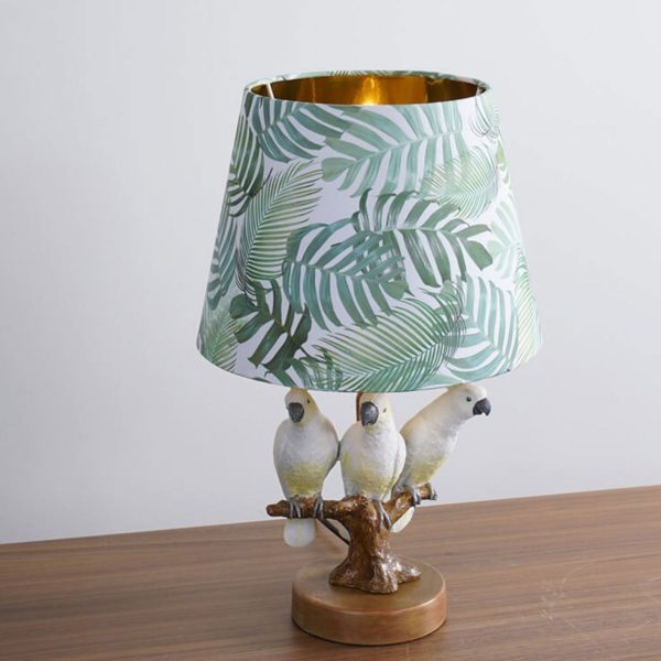 Nordic Leaf Fabric Resin Bird Design 1-Light Table Lamp - Image 4