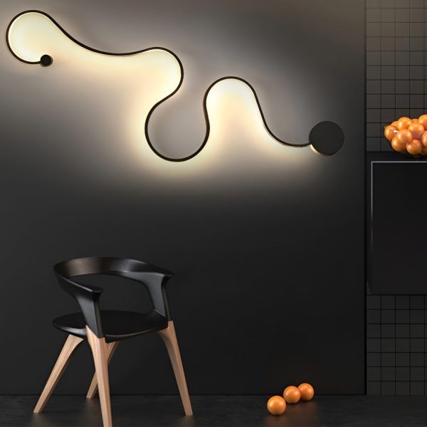 Creative Long Curved Linear LED Modern Wall Sconce Lighting Wall Light Wall Lamp - Image 7