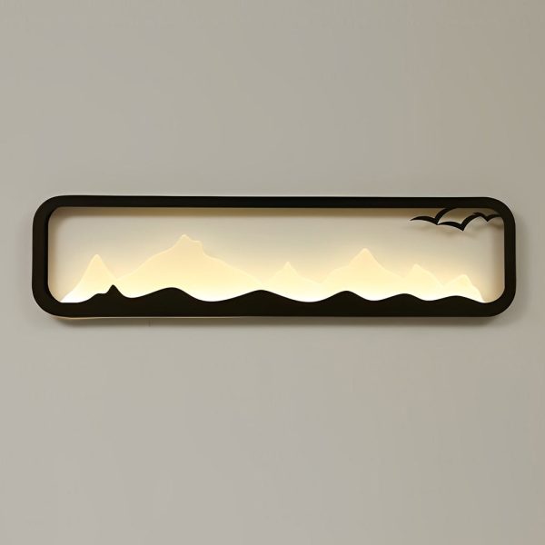 Rectangular Mountain Scenery LED Waterproof Black Outdoor Wall Lamp - Image 6