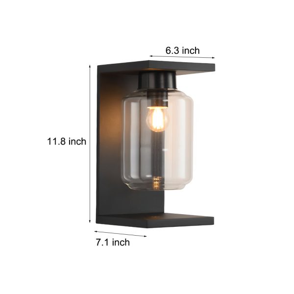 Outdoor Waterproof LED Glass Black Modern Solar Wall Lights with Remote - Image 7