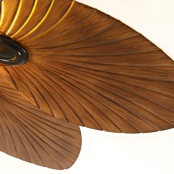 42/52-Inch LED Tropical 5 Brown Blades Reversible Ceiling Fan Light with Remote Control - Image 6