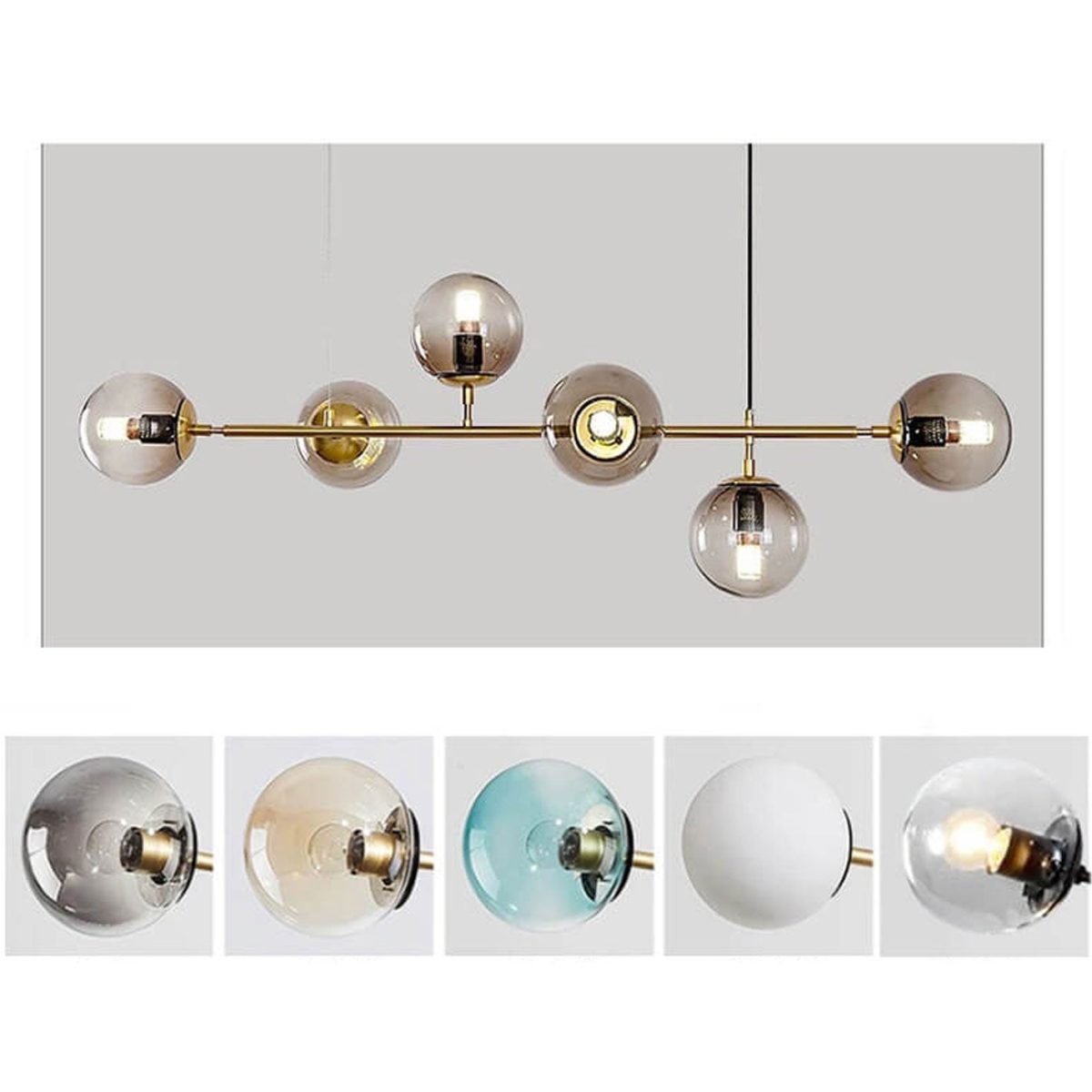 Modern Minimalist Long Glass Round Globe Island Light 6-Light Chandelier - Image 11