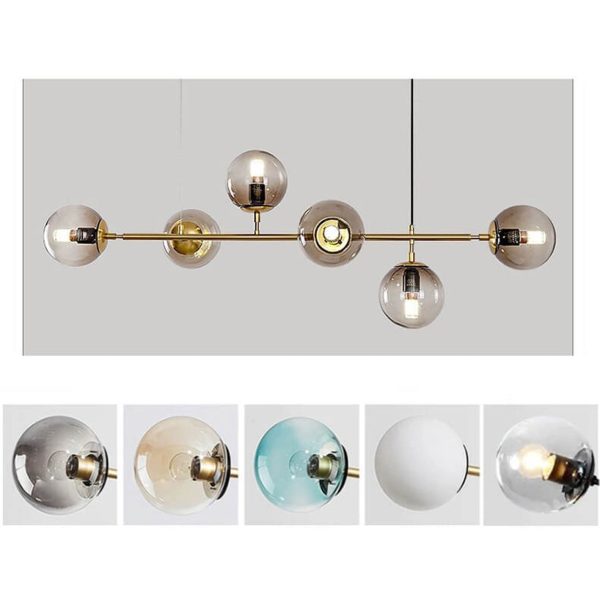 Modern Minimalist Long Glass Round Globe Island Light 6-Light Chandelier - Image 11