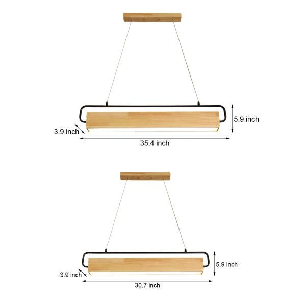 Wooden LED Dining Pendant Light - Rectangle - Image 7