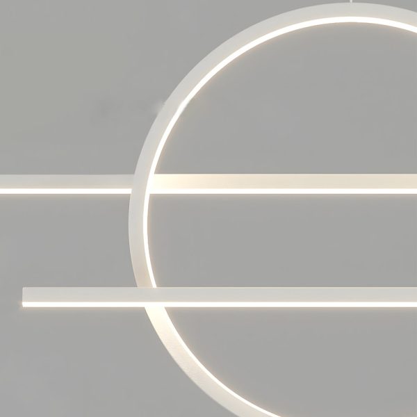 39.4'' Dimmable Ring Linear LED Island Chandeliers for Dining Room, Black/White - Image 6