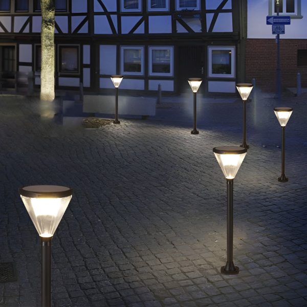 3.7V Cone Modern Solar Powered LED Path Light with Ground Insert or Mounting Base - Image 5
