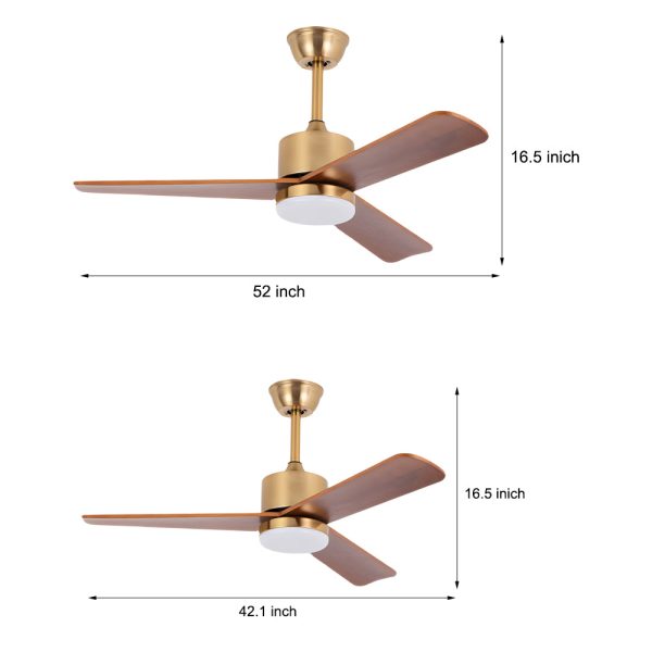 42"/52" LED 3-Blades Wood Ceiling Fan Light with Remote - Image 6