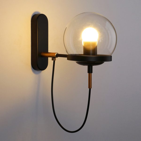 Antique Circular Metal Glass Ball LED Industrial Style Wall Sconce Lighting - Image 5