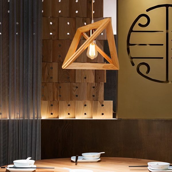 Creative Wood Frame Geometric Art Minimalist Nordic Pendant Lights - Image 5