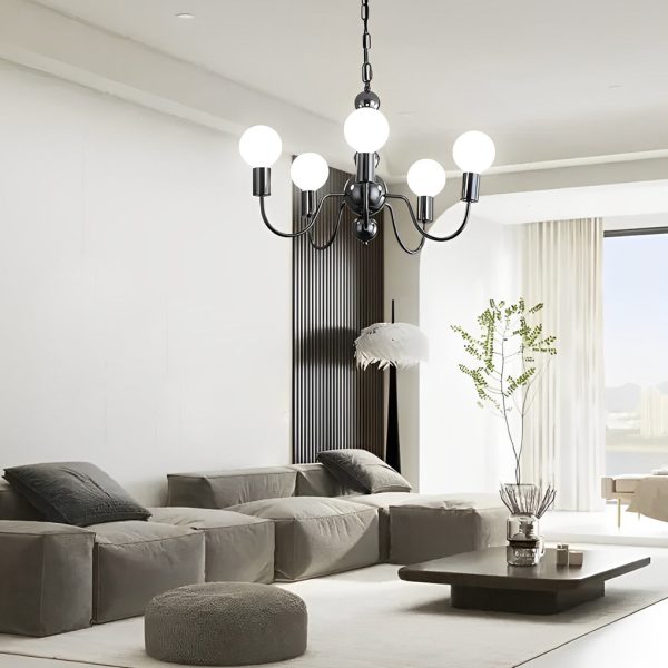 Iron Electroplating Glass Ball Shade Minimalist French Style Chandelier - Image 3
