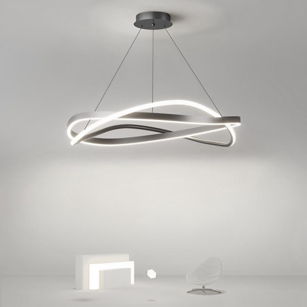 Circular Wave Rings Three Step Dimming Minimalist Nordic Chandelier - Image 7
