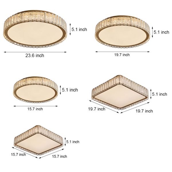Crystal and Frosted Shade Luxury Round/Square Flush Mount Ceiling Light - Image 8
