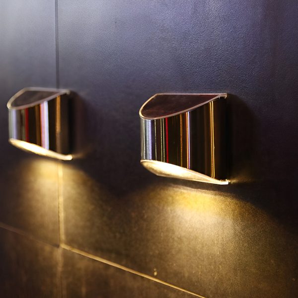 Stainless Steel Minimalist Waterproof Silver Modern Solar Wall Lamp - Image 4