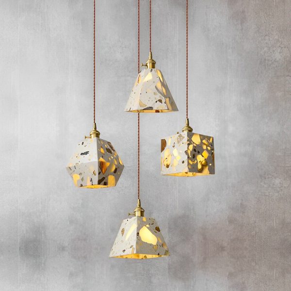 Retro Creative Terrazzo Concrete Eye Protection Nordic LED Chandelier - Image 12