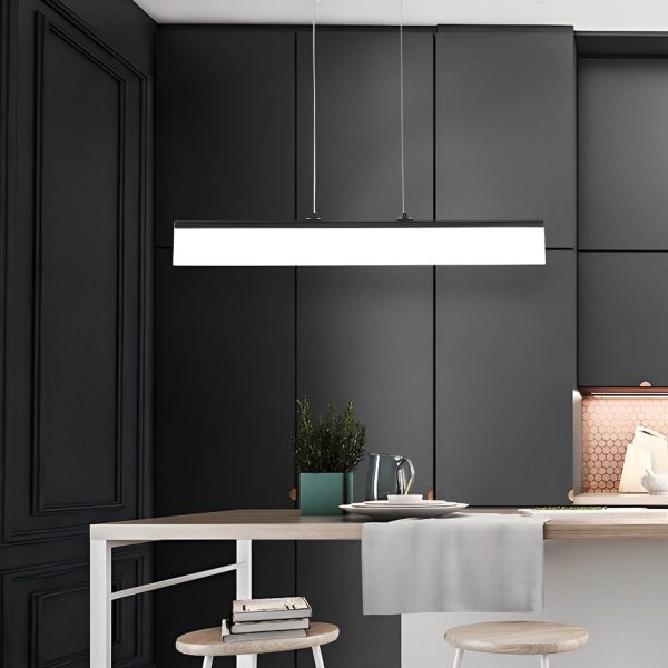 Minimalist Linear Strip Stepless Dimming LED Black Modern Chandelier - Image 7