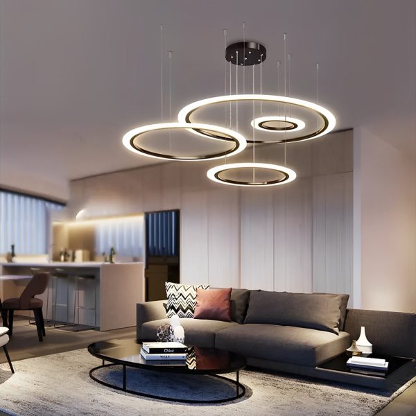4 Circles Artistic Dimmable LED Modern Pendant Lighting Chandeliers - Image 2