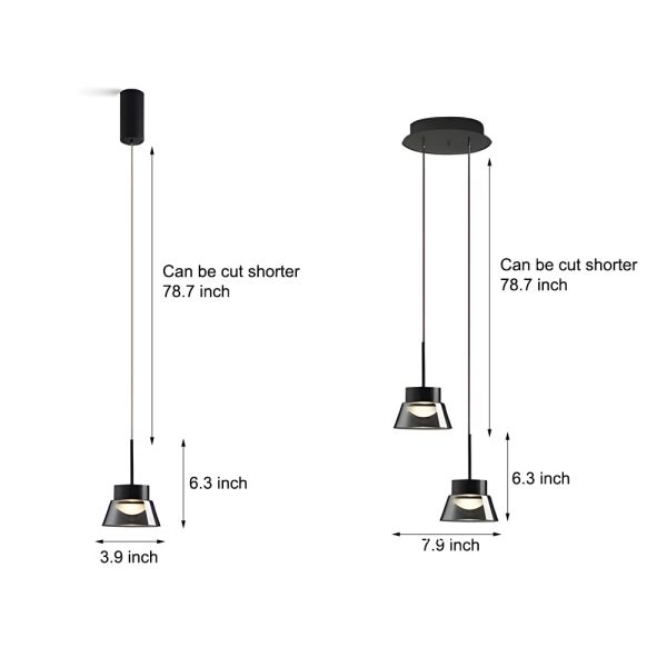 1/2-Light Smoked Gray Glass Pendant Light LED Island Glass Chandelier Black Hanging Ceiling Lamp for Bedroom - Image 6