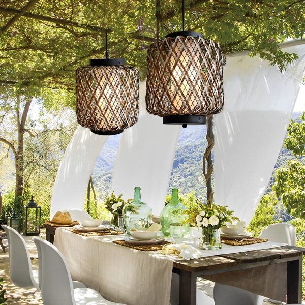 Rattan Waterproof Rustic Modern Outdoor Chandelier Pendants Ceiling Lights - Image 6