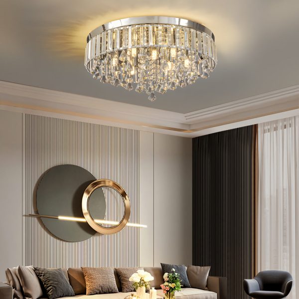 19'' Round Crystal Pendants LED Ceiling Lights Fixture Ceiling Lamp - Image 2