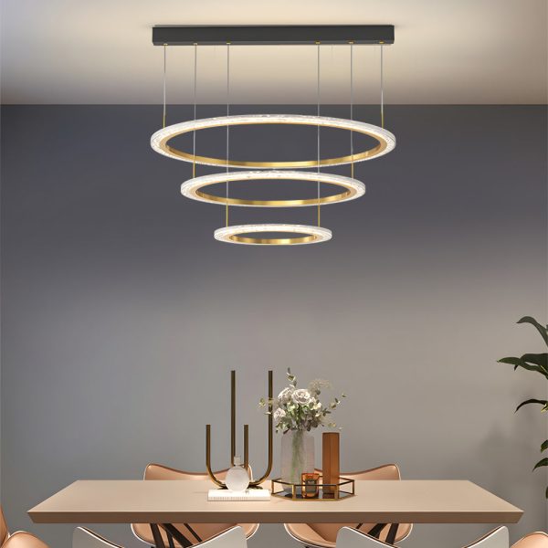 Simple Ring Three Step Dimming Circles Modern Chandelier Hanging Lights - Image 4