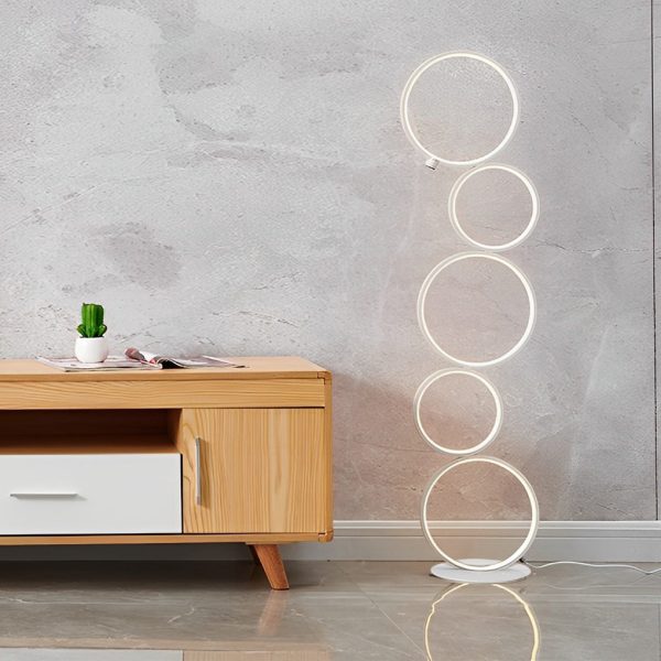 Modern Artistic 5 LED Circles Stack Floor Standing Lamp - Image 4