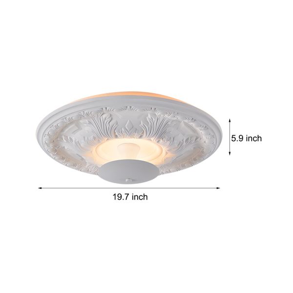 19.7-inch Round Gypsum Relief Dimmable LED Flush Mount Ceiling Light - Image 7