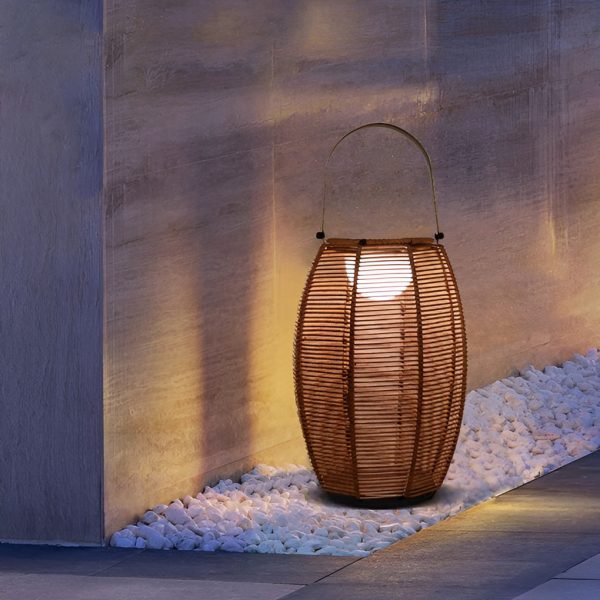 Rattan Lantern Shaped LED Waterproof Portable Modern Outdoor Floor Lamp - Image 2