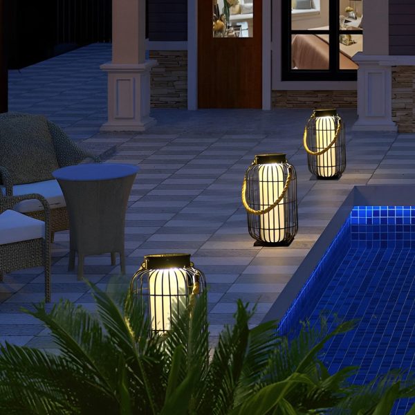 Classic Iron Lantern Waterproof Intelligent Portable Solar Lawn Lamp - Image 8