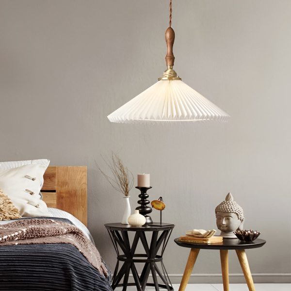 Classic Pleated Shaped LED White Nordic Pendant Lights Wall Lamp - Image 4