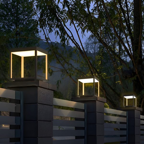 Modern Open Frame Square LED Solar Pier-Mounted Outdoor Post Light - Image 3