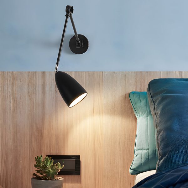 Swing Arm Wall Lamp Long 1 Bulb Rod Rocker Arm Wall Mounted Sconce with 3 Adjustable Joints - Image 3