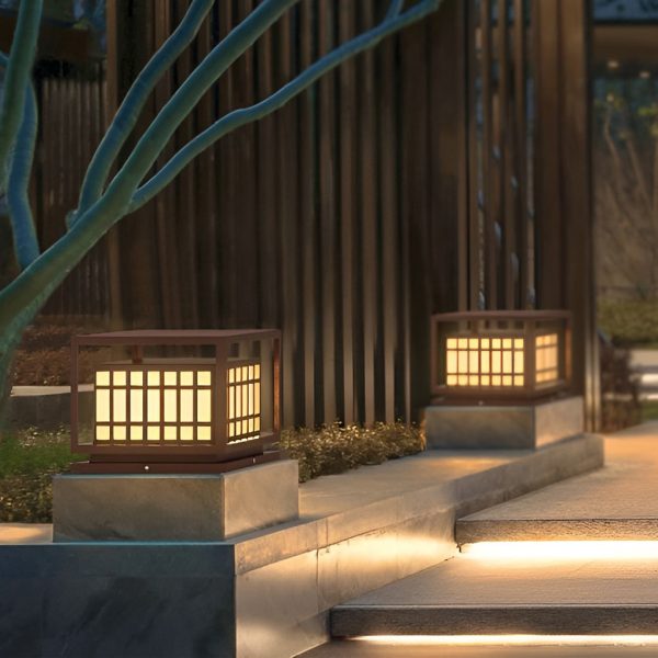 Square LED Waterproof Brown Modern Outdoor Deck Post Lights Pillar Light - Image 6