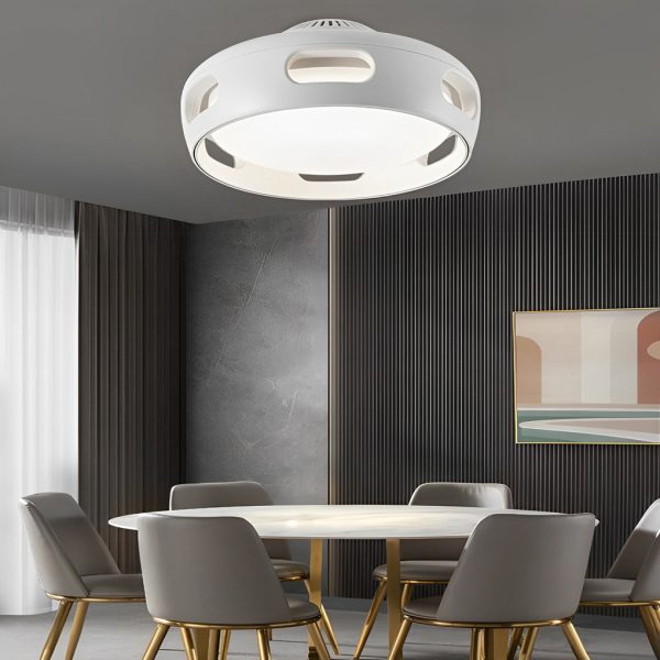 Round Smart Mute Stepless Dimming White Modern Bladeless Ceiling Fans - Image 6