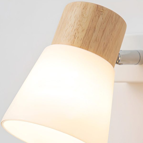 Wood Glass Cone Rotatable Light Wall Sconce, White - Image 6