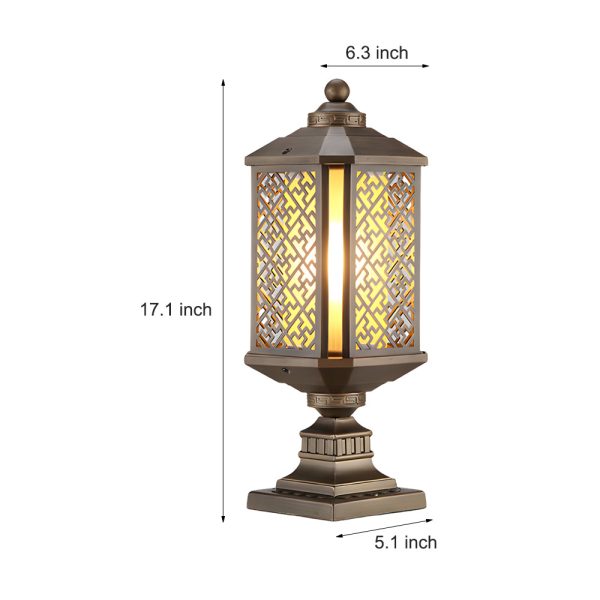 Antique Die-Cast Aluminum Waterproof Glass Shade Retro Fence Post Lights - Image 7