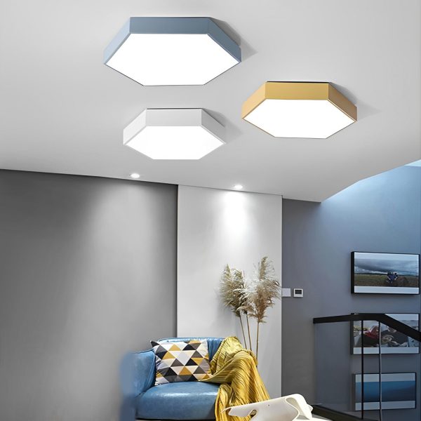 Geometric Hexagon Shaped LED Modern Ceiling Light Flush Mount Lighting - Image 5