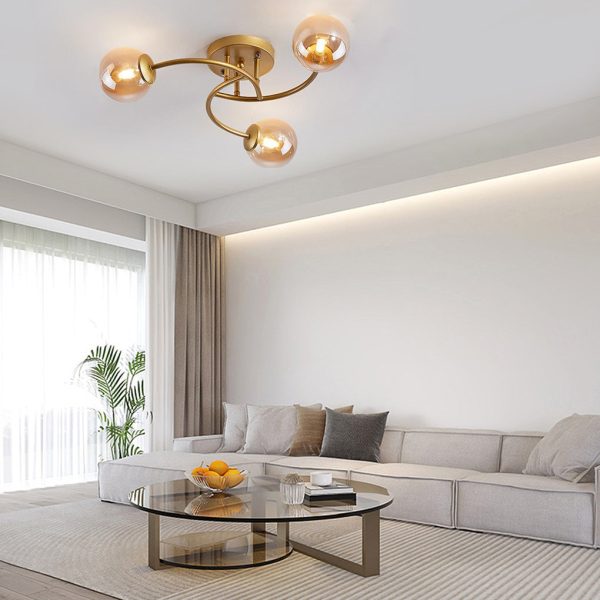 5-light Glass Globe Design Swirled Metal LED Modern Ceiling Lights - Image 3