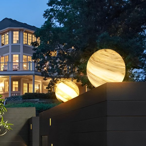 Round Glass Planets Design Waterproof Modern Outdoor Fence Post Lights - Image 4