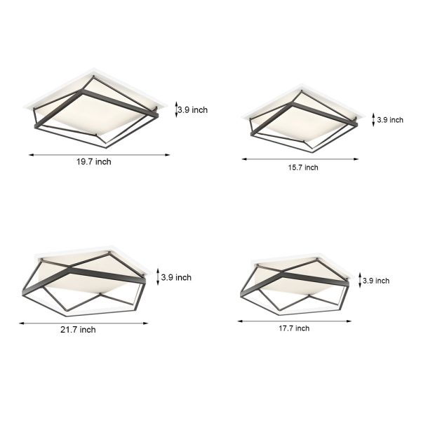 Nordic Geometric Art Black LED Flush Mount Ceiling Light - Image 6