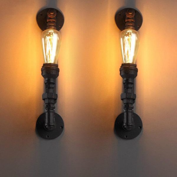 Industrial Retro Rust Pipe 1-Light Wall Sconce Lamps - Image 9