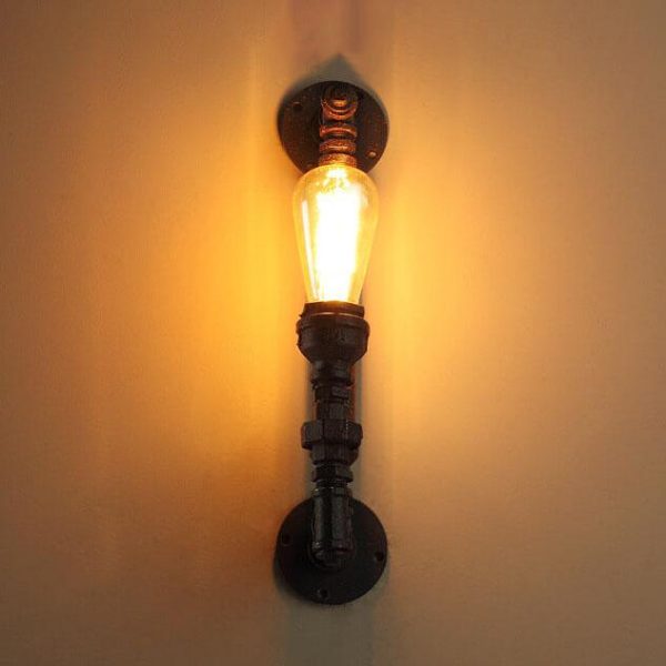 Industrial Retro Rust Pipe 1-Light Wall Sconce Lamps - Image 12