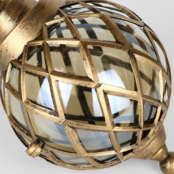 1-Light Tea Glass Globe Outdoor Pendant Lights Outside Haning Lantern Chandelier - Image 5