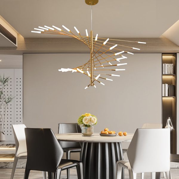 Modern Chandelier Rotating Fireworks, Black/Gold - Image 6