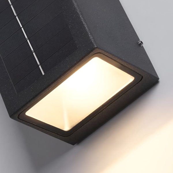 Rectangular Waterproof Up and Down Lights LED Solar Modern Wall Sconce Lighting - Image 9