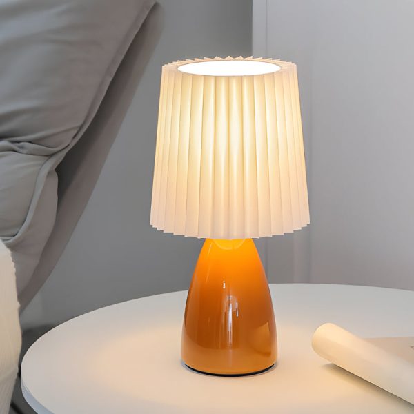 12 inch Pleated-Shade Glass Dimmable Table Lamp - Image 2