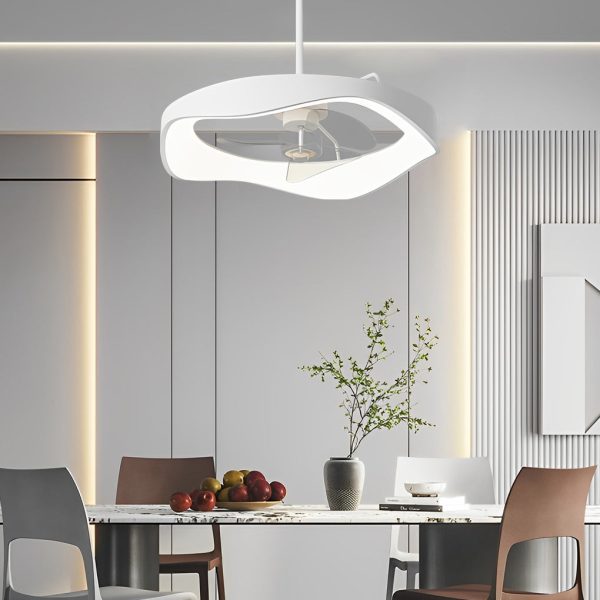 Circular Mute LED Stepless Dimming White Modern Ceiling Fans with Remote - Image 4