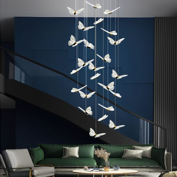Small Butterflies Creative Three Step Dimming Modern Long Chandelier - Image 5
